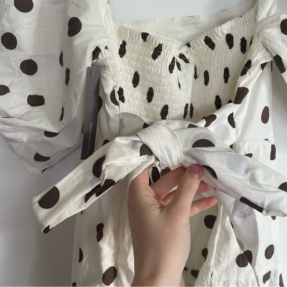 NWT Faithfull The Brand Anthropologie Eryn Mini Dress Bessie Dot Print White 12 - Picture 9 of 14